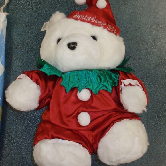 1994 Hudson Marshall Fields Plush Christmas SANTA BEAR Circus Clown With Bag! - Picture 2 of 5